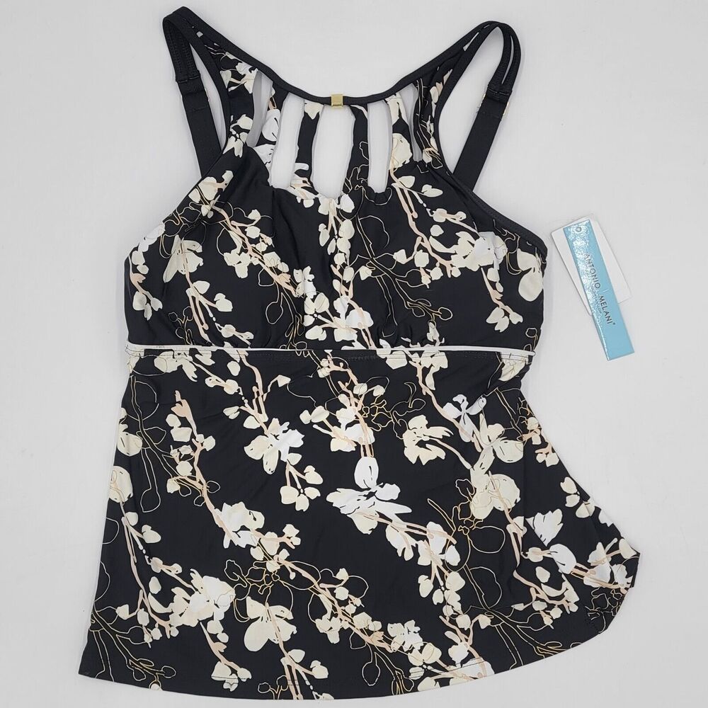 Antonia Melani Medium Cherry Blossom Babydoll Tankini Swimwear Artsy 60s Retro